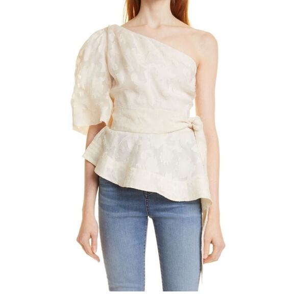 VERONICA BEARD Tops - New Veronica Beard Fete One Shoulder Coupe Silk Top in Ecru NWT Size 8 Cream